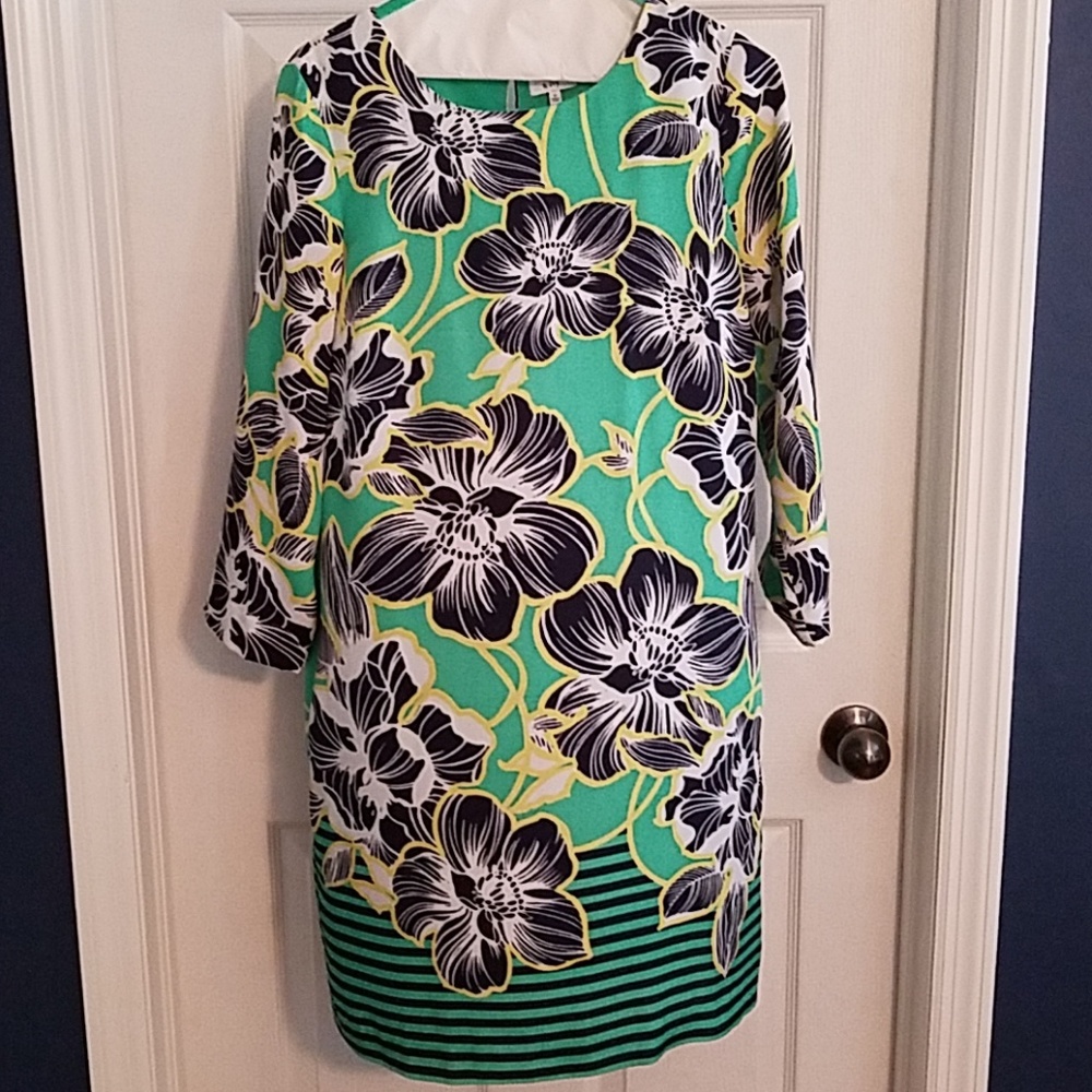 Crown &Ivy Green, Yellow and Navy dress